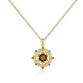 Buddha Gift 925 Sterling Silver Lotus Flower Colorful Zircon New Beginning Necklace Pendant