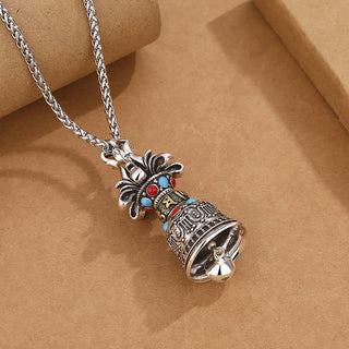 Buddha Gift Tibetan Om Mani Padme Hum Dorje Vajra Bell Strength Necklace Pendant
