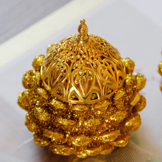 Buddha Gift Gold Pine Cone Pattern Spiritual Rituals Mini Incense Burner Home Tabletop Decor