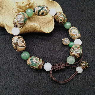 Buddha Gift Tibetan Three-eyed Dzi Bead Luck Protection Braided Bracelet