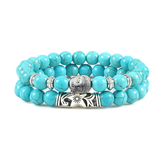 Buddha Gift 2Pcs Natural Crystal Agate Buddha Protection Bracelet