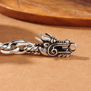 Buddha Gift 925 Sterling Silver Dragon Luck Protection Bracelet