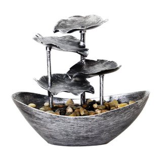 Buddha Gift Lotus Leaf Shaped Waterfall Fountain Tabletop Ornaments With LED Light Home Office Desktop Decoration