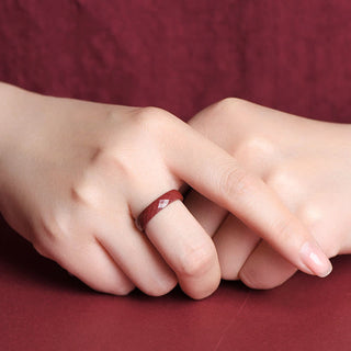 Buddha Gift Cinnabar Om Mani Padme Hum Auspicious Clouds Blessing Ring