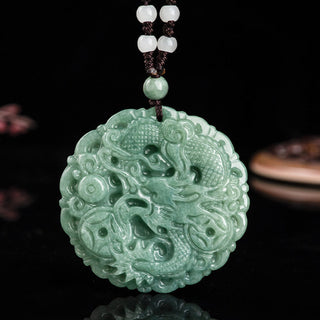 Buddha Gift Chinese Zodiac Dragon Jade Fortune Necklace String Pendant