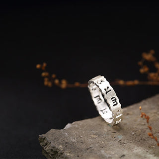 Buddha Gift Tibetan 925 Sterling Silver Om Mani Padme Hum Peace Hollow Ring