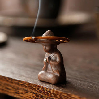 Buddha Gift Small Person Meditation Ceramic Spiritual Healing Incense Burner