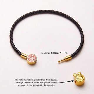 Buddha Gift Fu Character Blessing Fortune Leather Buckle Bracelet