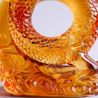 Buddha Gift Year of the Dragon Handmade Chinese Zodiac Yellow Dragon Liuli Crystal Art Piece Protection Home Office Decoration