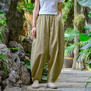 Buddha Gift Solid Color Loose Yoga Harem Pants With Pockets