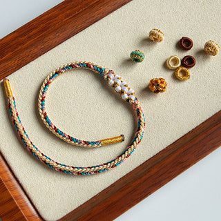 Buddha Gift Handmade Dunhuang Color Peach Blossom Pattern Braid String Bracelet