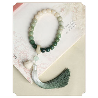 Buddha Gift Natural Gradient Bodhi Seed Fortune Money Bag Lotus Wisdom Tassel Wrist Mala