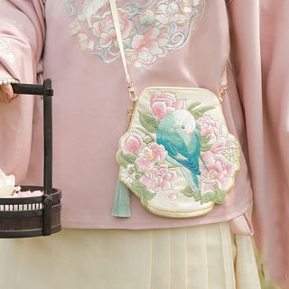 Buddha Gift Luck Embroidery Lotus Koi Fish Rabbit Flower Hanfu Bag Crossbody Bag Shoulder Bag