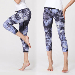 Buddha Gift Cherry Blossoms Sakura Lines Print Sports Yoga Cropped Leggings Women's Yoga Capri Pants