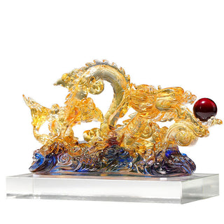 Buddha Gift Handmade Dragon Liuli Crystal Art Piece Protection Strength Home Office Decoration