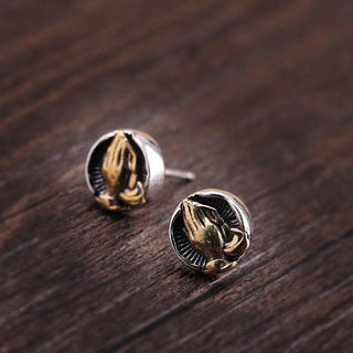 Buddha Gift 925 Sterling Silver Namaste Equality Stud Earrings