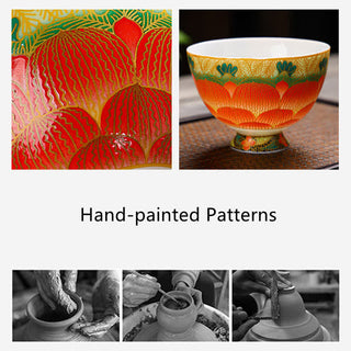 Buddha Gift Lotus Ceramic Teacup Flower Tea Cups 100ml
