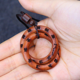 Buddha Gift Lightning Struck Jujube Wood Taoist Yin Yang Ring Qiankun Circle Leizu Taboo Luck Necklace Pendant