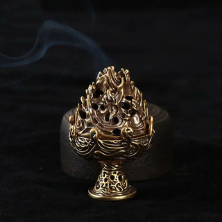 Buddha Gift Tibetan Mini Mountain Pattern Meditation Copper Alloy Incense Burner