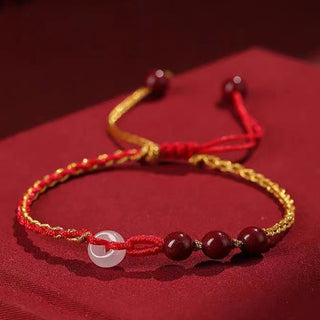 Buddha Gift Natural Cinnabar Jade Peace Buckle Blessing Bracelet