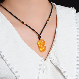 Buddha Gift FengShui Citrine PiXiu Wealth Necklace Pendant