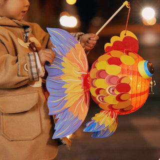 Buddha Gift DIY Good Luck Koi Fish Paper Lantern Lamp Mid-Autumn Festival Child Kids Lantern Decoration