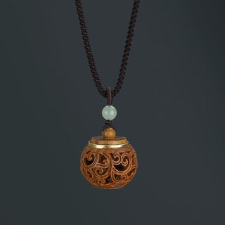 Buddha Gift Tibet Green Sandalwood Rosewood Om Mani Padme Hum Lotus Positive Soothing Necklace Pendant