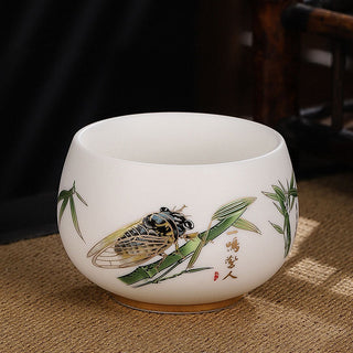 Buddha Gift Dragon Cicada Bamboo Deer Crane Lotus Plum Flower Ceramic Teacup Kung Fu Tea Cup Bowl 185ml