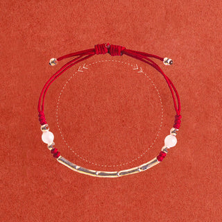 Buddha Gift 925 Sterling Silver Bamboo White Agate Red Agate Bead Protection String Braided Bracelet