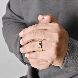Buddha Gift Dragon Carved Protection Strength Titanium Steel Ring
