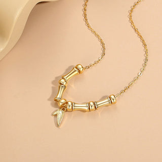 Buddha Gift Golden Bamboo Pattern Titanium Steel Wealth Necklace Pendant