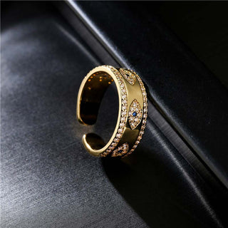 Buddha Gift Evil Eye Luck Blessing Copper Alloy Ring