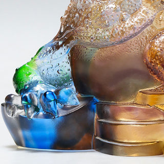 Buddha Gift Feng Shui Frog Handmade Liuli Crystal Art Piece Wealth Home Office Decoration