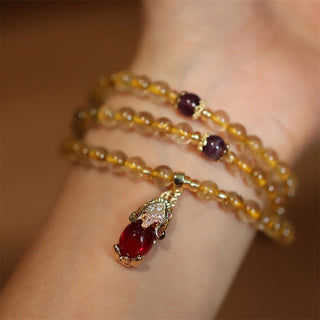 Buddha Gift Citrine Amethyst PiXiu Prosperity Happiness Protection Bracelet