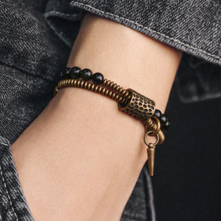 Buddha Gift Rainbow Obsidian Copper Inner Peace Healing Double Layer Bracelet