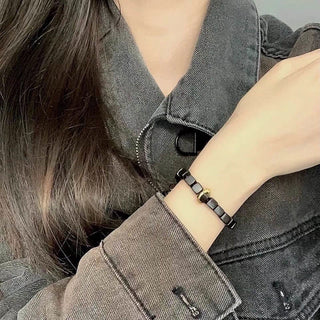 Buddha Gift Tibetan Ebony Wood Square Beads Peace Calm Bracelet