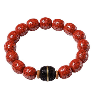 Buddha Gift Natural Cinnabar Ebony Calm Blessing Bracelet