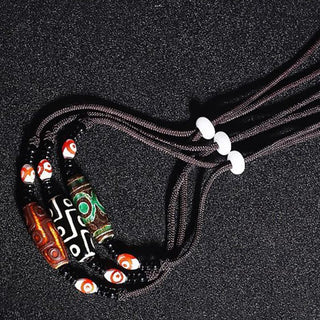 Buddha Gift Tibetan Nine-Eye Dzi Bead Protection String Necklace