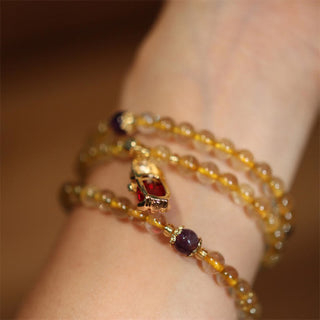 Buddha Gift Citrine Amethyst PiXiu Prosperity Happiness Protection Bracelet