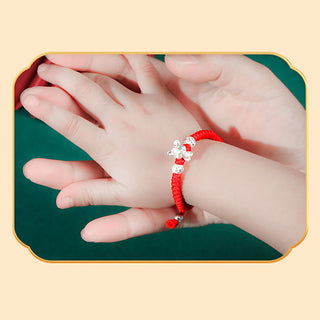 Buddha Gift 999 Sterling Silver Chinese Zodiac Red Rope Luck Handcrafted Kids Bracelet