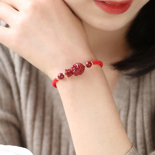 Buddha Gift Chinese Zodiac Natal Buddha Cinnabar Amulet Blessing String Bracelet