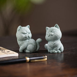 Buddha Gift Small Cat Home Tea Pet Figurine Desk Decoration