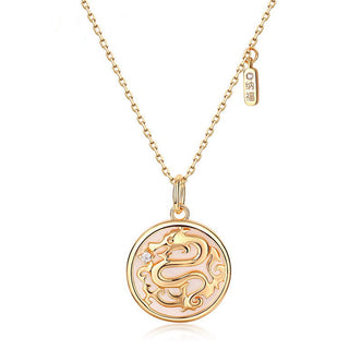 ❗❗❗A Flash Sale- Buddha Gift 925 Sterling Silver Tridacna Stone Year of the Dragon Fu Character Luck Strength Necklace Pendant