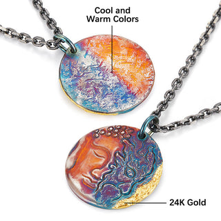 Buddha Gift 999 Sterling Silver 24K Gold Half Demon Half Buddha Compassion Necklace Pendant