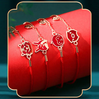 Buddha Gift 925 Sterling Silver Color-changing Chinese Zodiac Luck Protection Red String Chain Bracelet