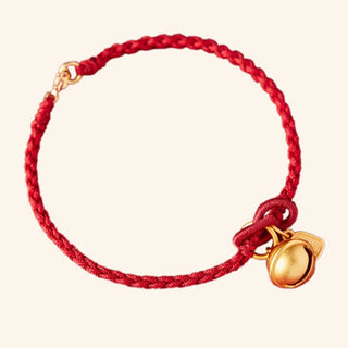 Buddha Gift Handmade Fu Character Charm Luck Happiness Bell Red Rope Bracelet