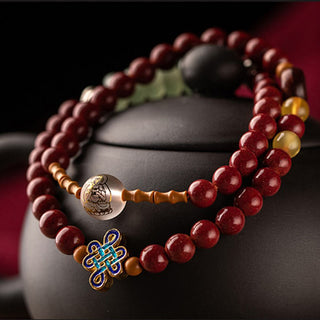 Buddha Gift Chinese Zodiac Natal Buddha Red Agate Small Leaf Red Sandalwood Cinnabar Amulet Blessing Double Wrap Bracelet