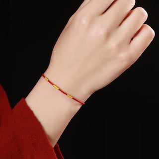 Buddha Gift 999 Gold Bead Handmade Four Thread Wishful Knots Braided Protection Bracelet