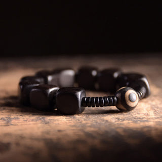 Buddha Gift Tibetan Ebony Wood Dzi Bead Strength Bracelet