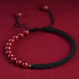 Buddha Gift Natural Cinnabar King Kong Knot Blessing String Bracelet